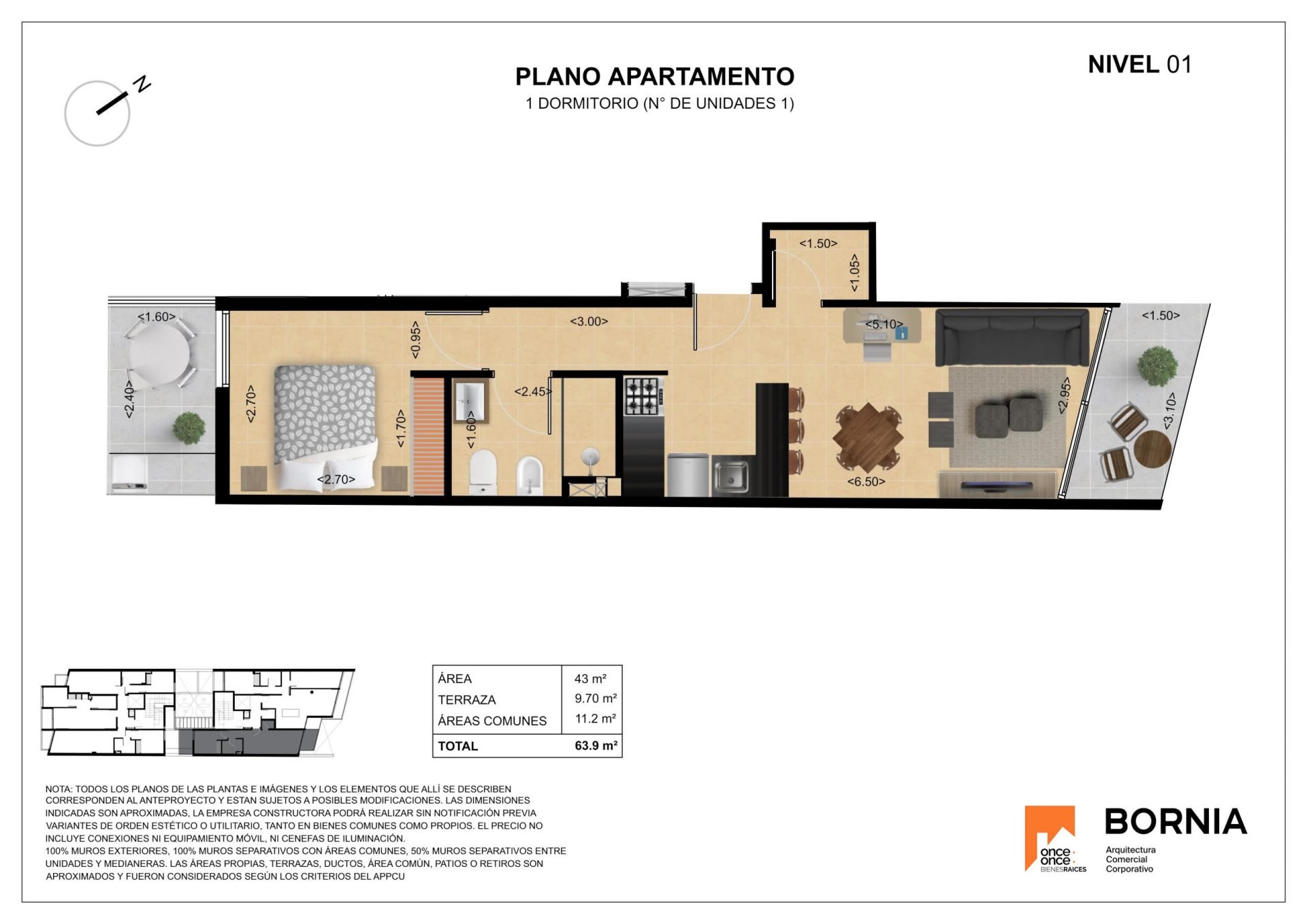 Apartamento a estrenar – 1 Dormitorio – Balcón al Frente – La Blanqueada